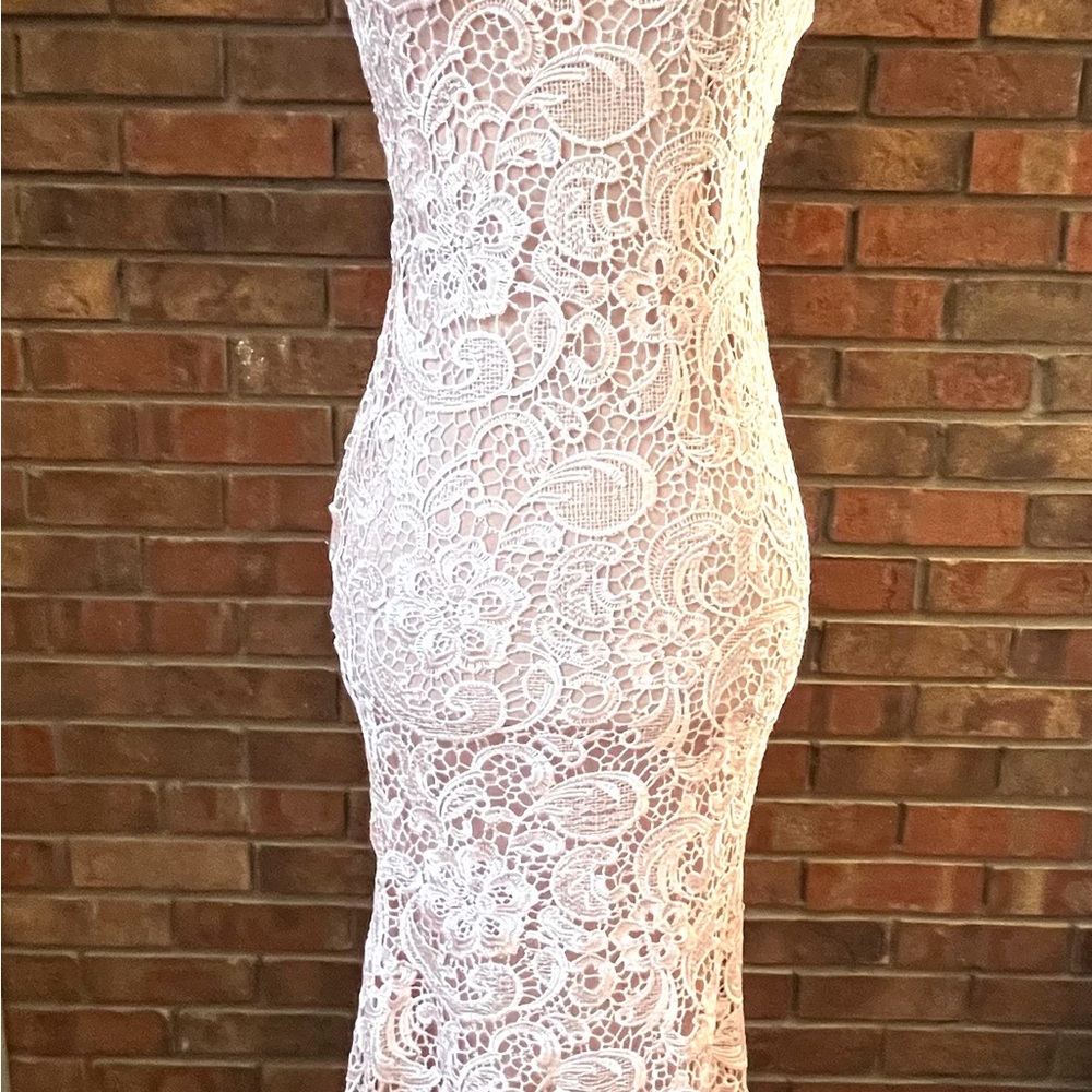 XTaren Lace formal mermaid dress small pink